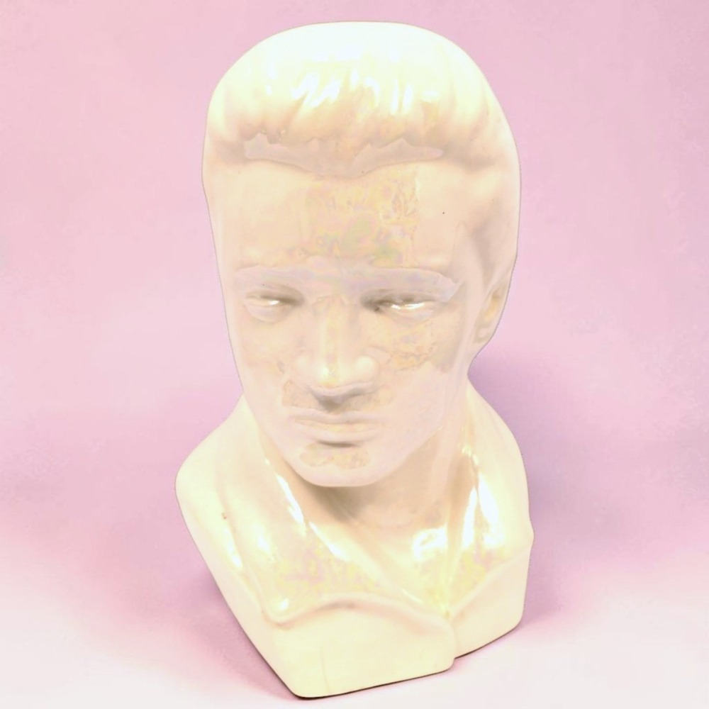 VTG 80's Elvis Presley Ceramic Bust Statue Iridescent Pearl Luster Glaze 1983